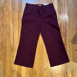 LOFT Burgundy Wide-Leg Trousers